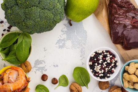 Food rich of vitamin B9の写真素材