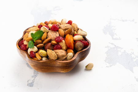 Assortment of dry fruits and nutsの写真素材