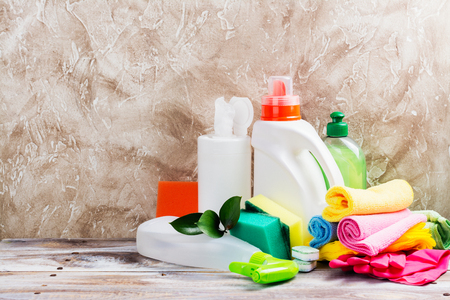 Spring cleaning of house. Cleaning supplies setの写真素材