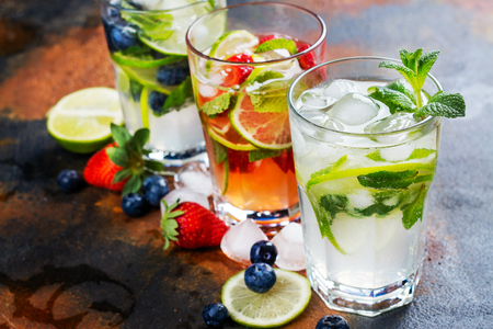 Summer homemade fruit and berries lemonadeの写真素材