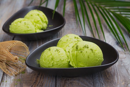 Green matcha tea ice creamの写真素材
