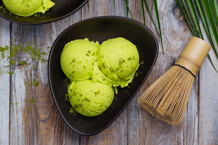Green matcha tea ice creamの写真素材