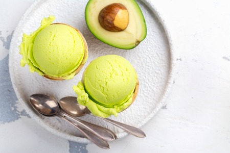 Green avocado ice creamの写真素材