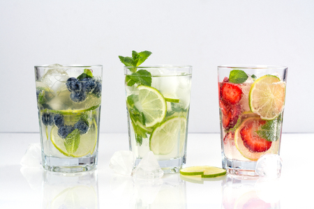 Summer homemade fruit and berries lemonadeの写真素材