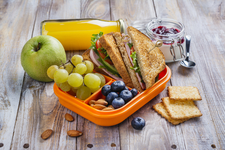 Healthy kids lunchboxの写真素材