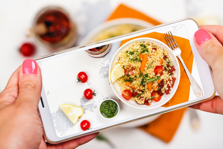 Smartphone photo of bulgur saladの写真素材