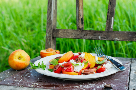 Summer peach tomato saladの写真素材
