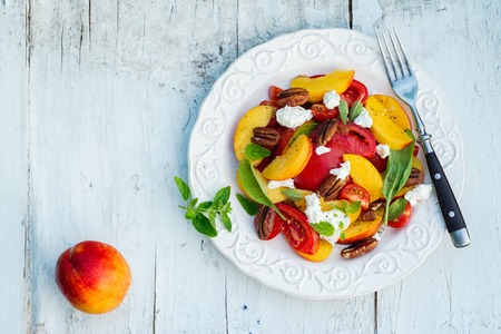 Summer peach tomato saladの写真素材