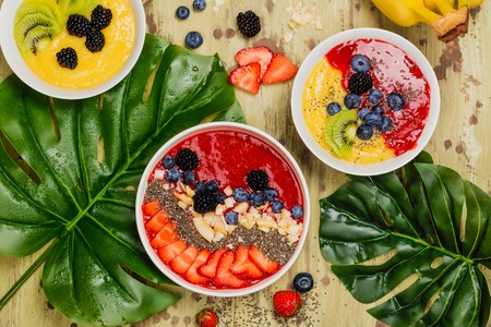 Smoothie bowl assortmentの写真素材