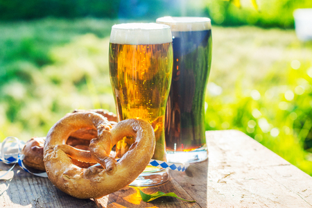 Beer and pretzels, Oktoberfest partyの写真素材