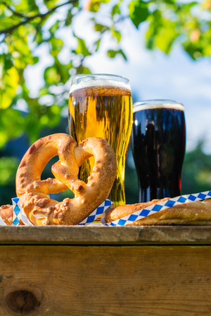 Beer and pretzels, Oktoberfest partyの写真素材