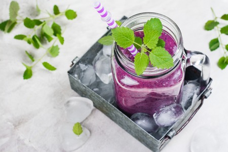 Purple berry smoothie, raw food dietの写真素材