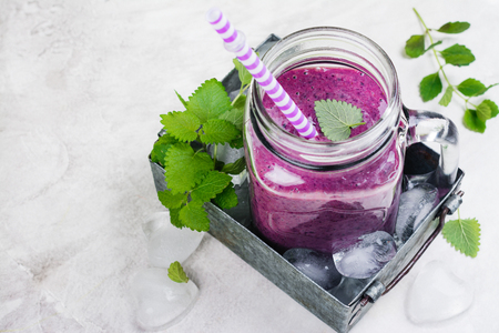 Purple berry smoothie, raw food dietの写真素材