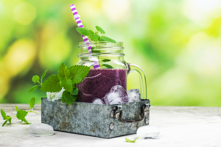 Purple berry smoothie, raw food dietの写真素材