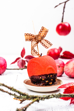 Halloween candy apple dessertの写真素材