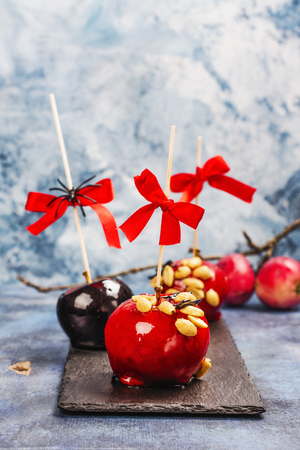 Caramelized candy applesの写真素材