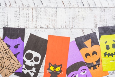 Halloween paper bags for candiesの写真素材
