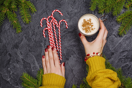 Christmas egg nog drinkの写真素材