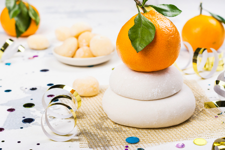 Traditional japanese kagami mochiの写真素材
