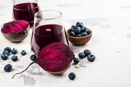 Fresh Beet and blueberry juiceの写真素材