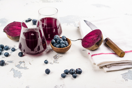 Fresh Beet and blueberry juiceの写真素材