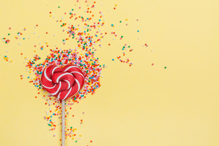Heart shaped lollipopの写真素材