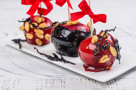 Caramelized candy appleの写真素材