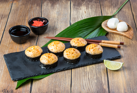 Baked sushi rollsの写真素材