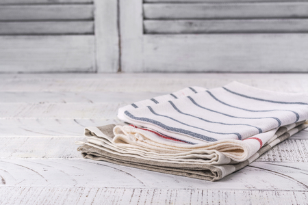 Folded kitchen towelsの写真素材