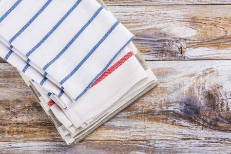 Folded kitchen towelsの写真素材