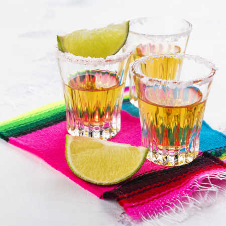 Mexican golden tequila shotsの写真素材