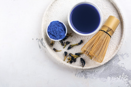 Blue pea butterflly matcha teaの写真素材