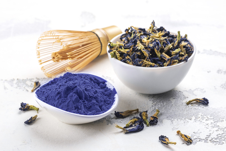 Blue pea butterflly matcha teaの写真素材