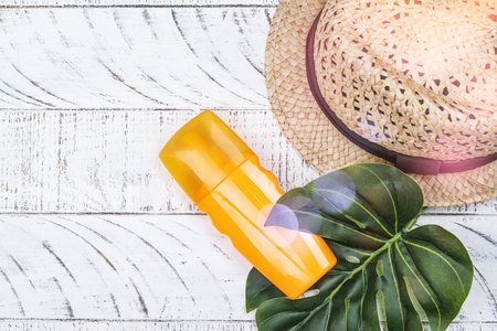 Bottle of sunscreen lotion and sprayの写真素材