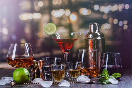 Set of strong alcohol drinksの写真素材