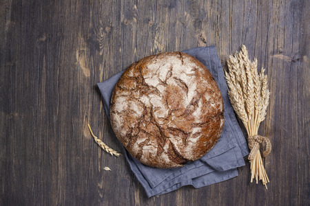 Fresh round sourdough breadの写真素材