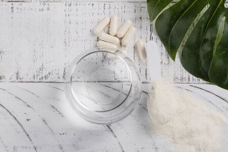 Collagen powder and pillsの写真素材