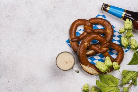 Pretzels and beer, oktoberfest fairの写真素材