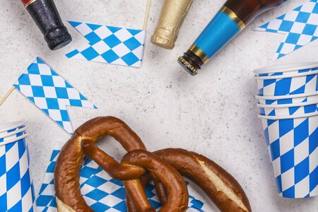Pretzels and beer, oktoberfest fairの写真素材
