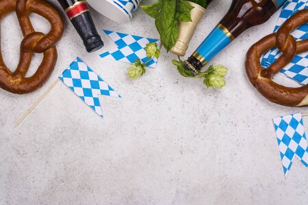 Pretzels and beer, oktoberfest fairの写真素材