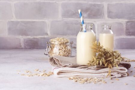 Homemade vegan oat milkの写真素材