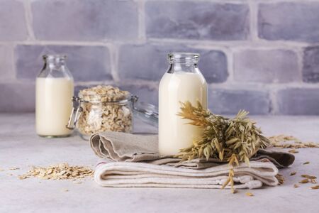 Homemade vegan oat milkの写真素材