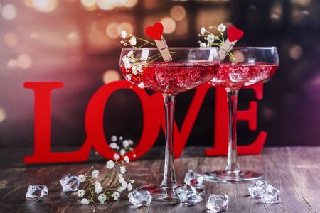 Valentines day red cocktailsの写真素材