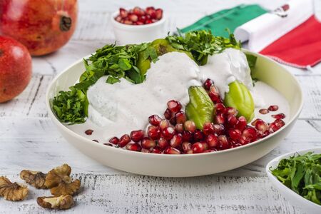Chiles en nogada, mexican foodの写真素材