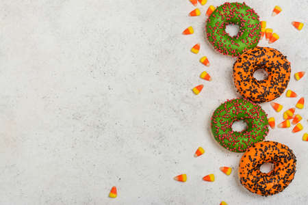 Homemade Halloween donutsの写真素材