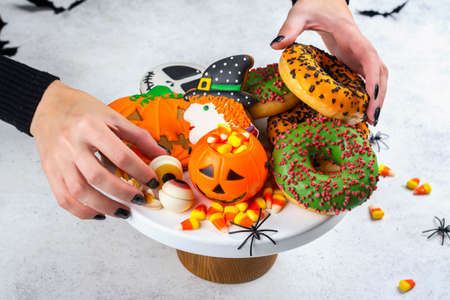 Halloween trick or treat party tableの写真素材