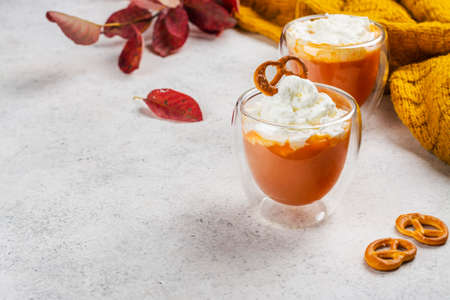 Spice pumpkin latte drinkの写真素材