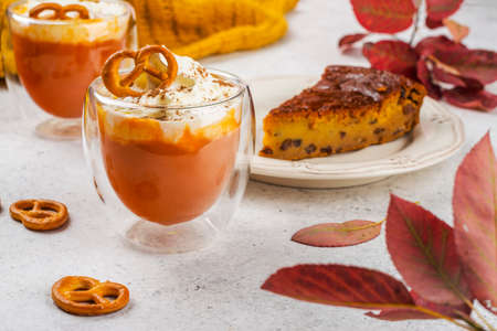 Spice pumpkin latte drinkの写真素材