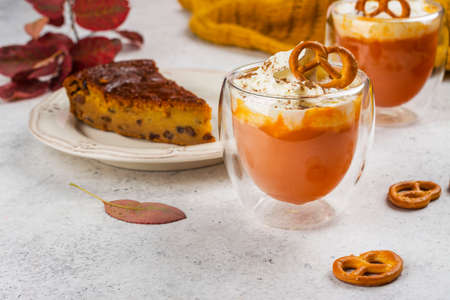 Spice pumpkin latte drinkの写真素材