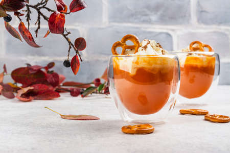 Spice pumpkin latte drinkの写真素材